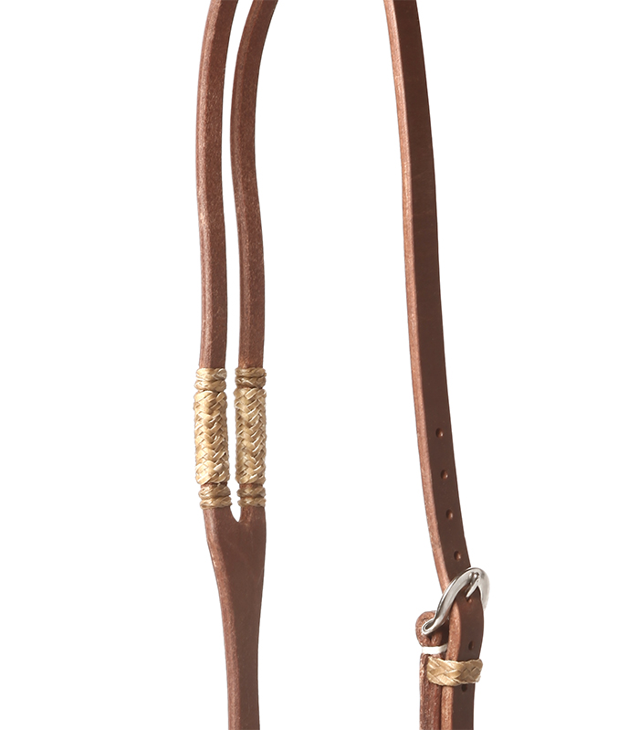 One Buckle Slot Ear Headstall with Rawhide - Dennis Moreland Tack