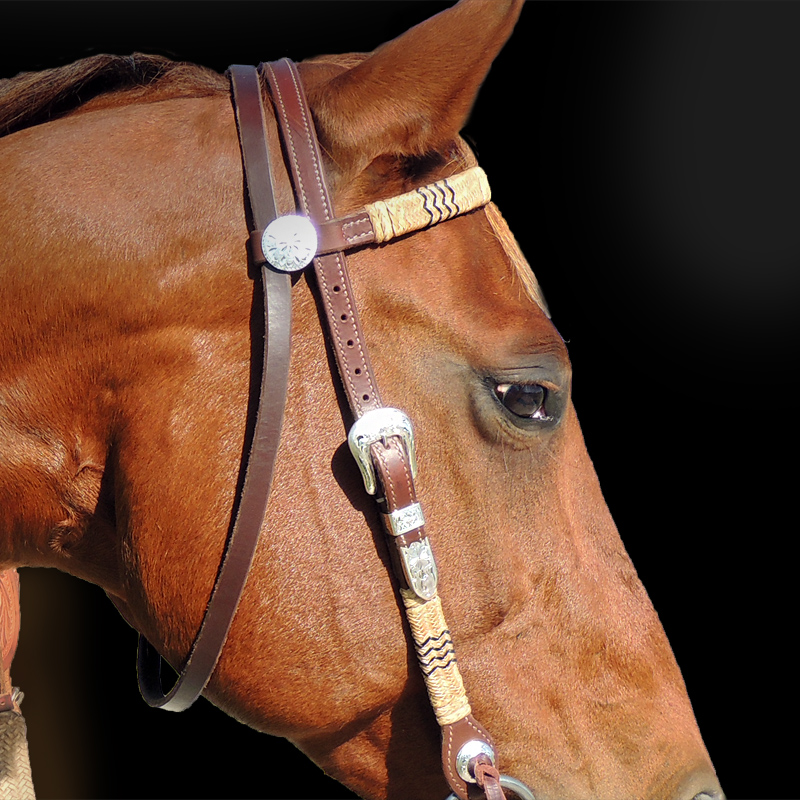 SOFT LEATHER IN-HAND SHOW BRIDLE with PLAITED BROWBAND 